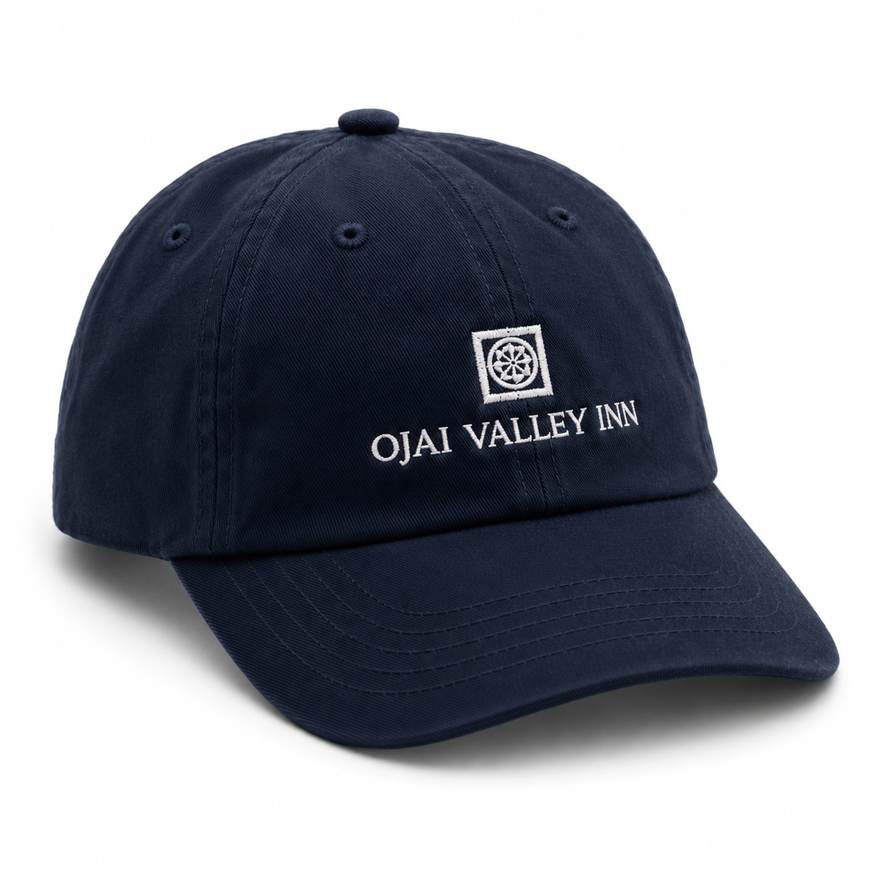 Blue cap with 'Ojai Valley Inn' text on a white background
